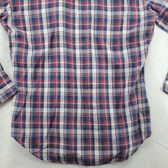Young Bloods Shirt Men's Long Sleeve Pearl Snap Up Collared Plaid Western Blue M - Picture 9 of 12